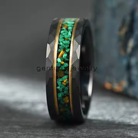 Gentdes Jewelry Bague en carbure de tungstène noir incrusté d'émeraude verte Bague en malachite et pierre d'oeil de tigre Bague en gros pour homme