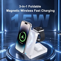 Station de charge sans fil magnétique portable pour écouteurs, montre et téléphone, chargeur sans fil pliable 3 en 1 pour iPhone, iWatch et AirPods