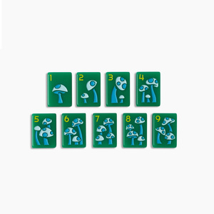 Tuiles de Mahjong Vertes Série Émeraude Américaine Jeu de Mahjong avec Motif Poisson Rose Directions Nord-Ouest Sud-Ouest - Product Image 3