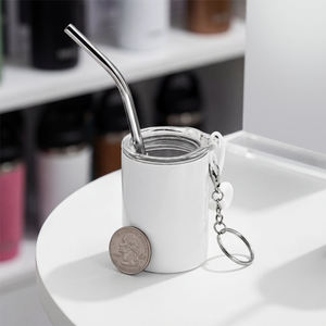 Mini-bouteille d'eau en acier inoxydable de 3 oz pour sublimation – Vierge pour impression par transfert thermique avec paille et couvercle hermétique - Product Image 2