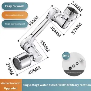 <span class=keywords><strong>Robinet</strong></span> à bras mécanique ABS à poignée unique, bec d'extension de salle de bain rotatif Antisplash moderne, <span class=keywords><strong>lavabo</strong></span> de cuisine universel - Product Image 3