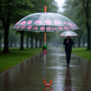 Transparent Printed Umbrella With Floral Design 12Pcs Pack For Rain Protection - Product Image 3