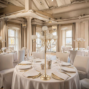 Candelabros de Cristal Antiguos Plateados para Centros de Mesa de Boda - Product Image 3