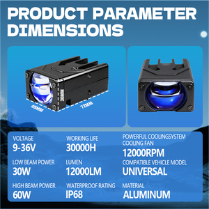 Luz de Conducción Mini de Doble Color Carolyn <span class=keywords><strong>Blue</strong></span> Lens, Luces Antiniebla LED de Alta y Baja Intensidad para Motocicletas y Automóviles - Product Image 6