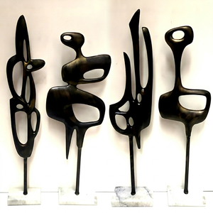 Abstract Aluminium Sculpture Set 4 Contemporary Art Tabletop Decor Irregular Shape Handmade Modern Living Room Artistic Metal - Product Image 1