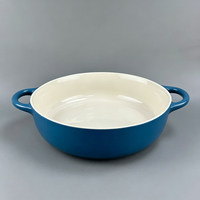 Ensemble de casseroles en céramique modernes de style nordique à double poignée, rondes et vernissées, avec couvercle en verre