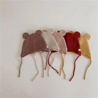 Enfants printemps automne tricot chapeaux enfants garçon fille oreille chaud Bonnets mignon dessin animé ours nouveau-né bébés bonnets