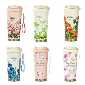 Stainless Steel Tumbler 16oz Double Wall Insulated Travel Mug For Women With Floral Design Portable Water Bottle - Product Image 1