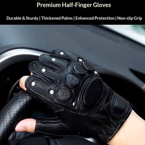 Gants mi-doigts en peau de mouton de qualité supérieure pour hommes, antidérapants, en <span class=keywords><strong>cuir</strong></span>, pour le cyclisme, la pêche, la conduite de moto et les activités de plein air - Product Image 3