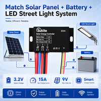 Contrôleur de charge solaire PWM plat 3212 3.2V 20W 15A de haute qualité Sukite pour projet d'ingénierie solaire