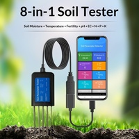 Testeur de sol 8-en-1 multifonctionnel : humidité, température, fertilité, pH, conductivité, azote, phosphore, potassium (usage domestique)