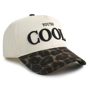 Topi ayah olahraga katun 5 Panel kualitas tinggi dengan Logo kustom bordir 3D grosir topi bisbol Gorras OEM dengan cetak macan tutul - Product Image 3