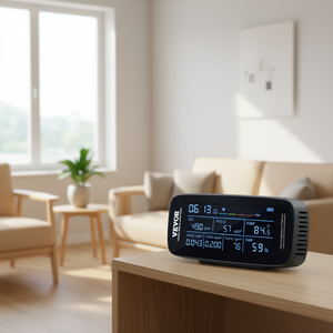 Monitor de Calidad del Aire Vevor 9 en 1, CO2, PM2.5, Temperatura, Humedad, TVOC, Pantalla LCD Interior, Tipo Profesional - Product Image 2