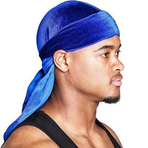 Vente en gros Durag en velours pour hommes Durag européen et américain Hip Hop Large Durags personnalisés pour hommes - Product Image 5
