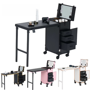 <span class=keywords><strong>Table</strong></span> de <span class=keywords><strong>manucure</strong></span> de haute qualité avec mallette de maquillage individuelle à roulettes, bureau de coiffure pliable, outil pour salon de <span class=keywords><strong>manucure</strong></span> - Product Image 1