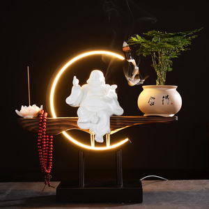 Electricité LED <span class=keywords><strong>Bouddha</strong></span> Céramique Backflow <span class=keywords><strong>Encens</strong></span> Bukhoor Burner Luxury Waterfall Set - Product Image 2