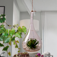 Desain Modern kaca gantung Air mata tanaman udara terarium Dekorasi vas dinding untuk bunga rumah dan lilin
