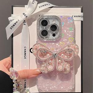 Custodia per <span class=keywords><strong>iPhone</strong></span> 16 15 <span class=keywords><strong>Pro</strong></span> <span class=keywords><strong>Max</strong></span> XP973 Stile Fatato con Perle <span class=keywords><strong>Rosa</strong></span> e Diamanti Scintillanti a Forma di Farfalla, Nuovo Modello per Apple 14 <span class=keywords><strong>13</strong></span> - Product Image 1