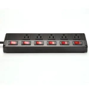 5 gang outlet power strip usa extension socket with individual switches