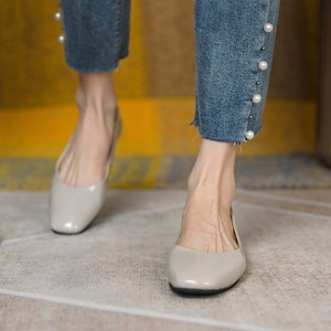 Sandalias de cuero de verano para mujer, zapatos planos para mujer y niña, zapatos de tacón bajo con boca poco profunda, pantuflas, zapatos elegantes para oficina para mujer - Product Image 4