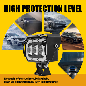 Mini phare de conduite, phare antibrouillard 30W, 3 lentilles LED, projecteurs pour motos, anneau RGB, lumière auxiliaire, double faisceau LED, lumière de travail pour voitures, VTT - Product Image 4