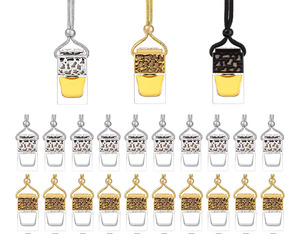 Bouteille Transparente Avec Bouchon Coloré, Pendentif Parfum Voiture, Désodorisant, Bouteille <span class=keywords><strong>en</strong></span> <span class=keywords><strong>Verre</strong></span> Vide, Diffuseur de Voiture Suspendu - Product Image 2
