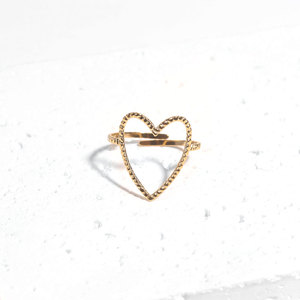 Anillo de corazón grande hueco con textura de grano de cráter <span class=keywords><strong>desigual</strong></span> ajustable abierto de acero inoxidable dulce para regalo de mujer Día de San Valentín - Product Image 6