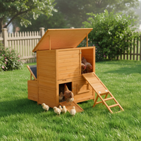 Poulailler Moderne en Bois pour Jardin, avec Escalier Pliant en Trois Sections, Double Plateau Amovible, Perchoir pour Poulets, Idéal Petites Volailles, Étanche