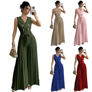Ropa de Mujer para Importación y Exportación 2025: Mono Estilo <span class=keywords><strong>Traje</strong></span> <span class=keywords><strong>con</strong></span> Cuello de Blusa y Lazo, Estilo Maduro y Ligero - Product Image 1