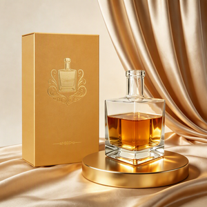 Botellas de Licor Cuadradas de Vidrio Transparente de 250ml/500ml al por Mayor, Reutilizables con Tapón de Corcho para Vodka, Whisky, Brandy, Ginebra y Ron - Product Image 1