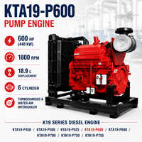 Moteur diesel CCEC CUM KTA19-P600 448 kW 600 CV 1800 tr/min 6 cylindres refroidi par eau pour pompe à eau industrielle et alimentation de secours