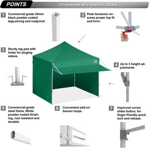 ABCCANOPY 10x10フィート フォレストグリーン ポップアップキャノピーテント（オーニングとサイドウォール付き）屋外イベントや展示会用 - Product Image 3