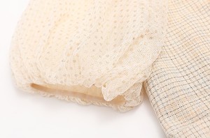 <span class=keywords><strong>Tuta</strong></span> da donna estiva a vita alta <span class=keywords><strong>Beige</strong></span> Skinny con Plaid in Nylon traspirante e manica a bolle comoda e alla moda - Product Image 4