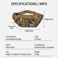 Sac banane tactique camouflage, sac de taille étanche en tissu Oxford, sac de poitrine réglable pour hommes et femmes, sac de travail extérieur pour espèces