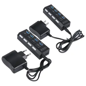 Hoge Snelheid 4/7 Poort Meerdere Expander Usb 3.0 Hub Usb Splitter Power Adapter Met Schakelaar Voor Computer Laptop