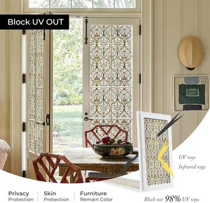 Película de privacidad para ventana con bloqueo UV, adhesión estática, rectangular, para el hogar, cocina, oficina, baño, Honeysuckle Melody, 44x120 cm - Product Image 5