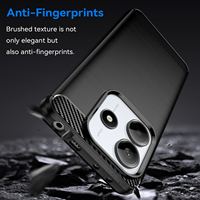 Pour étui Redmi Note 14 5G, couverture de téléphone portable en TPU souple antichoc en ligne brossée à texture en fibre de carbone noire pour Redmi Note 14 Pro +