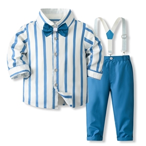 Ensemble Cérémonie pour Bébé Garçon Style Européen: Nouvelle Chemise et Pantalon à Bretelles, Tenue de Fête Formelle pour Anniversaire 3 Ans - Product Image 1
