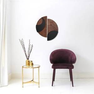 202504 pièces jumelles naturel rustique ligne Art bois décoration murale horizontale circulaire ferme tenture murale pour objets décoratifs - Product Image 3