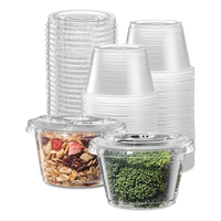 Gobelets à sauce jetables transparents personnalisés en PP/PET/PLA de 1/2/4 oz avec couvercle à charnière, écologiques, recyclables, de qualité alimentaire, pour sauces