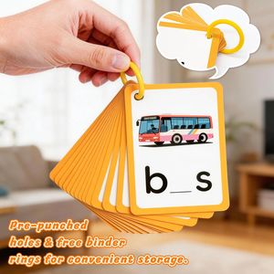 Cartes flash de puzzle de 3 lettres avec stylo marqueur pour corriger l'<span class=keywords><strong>orthographe</strong></span> des mots, cartes flash double face pour l'apprentissage en maternelle et préscolaire - Product Image 5