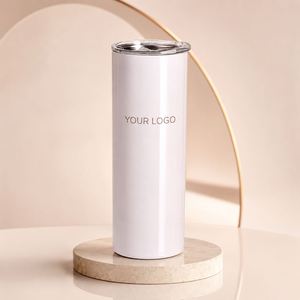 Gobelets isothermes à double paroi de 20 oz pour sublimation, vierges, avec paille, en gros, pour personnalisation en vrac, en acier inoxydable blanc - Product Image 1