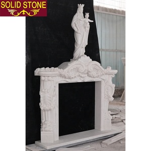 Manteau en pierre naturelle design personnalisé cheminée à statue en marbre blanc décorative d'intérieur pour <span class=keywords><strong>maison</strong></span> de luxe - Product Image 4