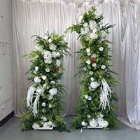 IFG Décoration de mariage en gros, arche de fleurs artificielles en soie verte de 7 pieds + 6 pieds, toile de fond pour la décoration d'événements de mariage
