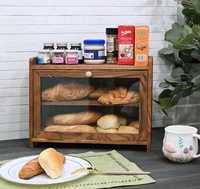Porte-pain en bois vintage à 2 niveaux, boîte de rangement pour pain en bois, boîte à pain pour comptoir de cuisine