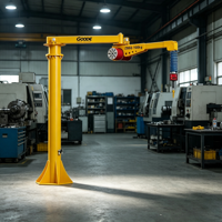 Grue à flèche articulée pneumatique à rotation, avec palan pneumatique à flèche cantilever monté à l'avant, pour atelier de construction lourde