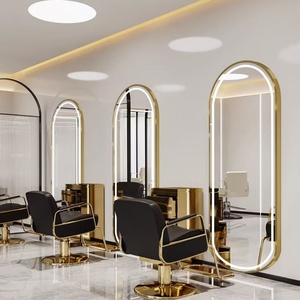 Modern LED Light Salon Mirror Wall Mount Full Length, Illuminated Accent Wall Mirror Black/Gold Frame for Hair Salon Barbershop - Product Image 5