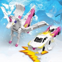 HY La voiture jouet transformable Dragon Volant Aile Argentée peut se transformer et se combiner en un jouet Pégase lorsqu'il y a collision entre deux voitures