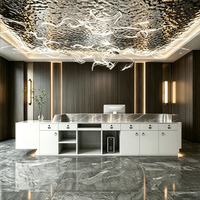 Comptoir de réception de spa en MDF laqué brillant de luxe, comptoir moderne avec texture marbre, taille personnalisée, design pour hôtel, salon, usine