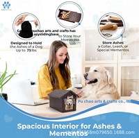 Urne funéraire en bois pour animaux de compagnie en forme de petite maison avec cadre photo, crochet pour médaille d'identification et couvercle de cercueil